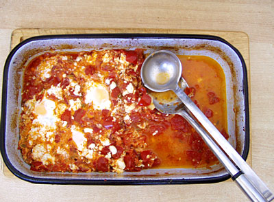 Eier in Tomatensoße