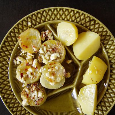 geschmorte Landgurke mit Olivenkraut und Feta