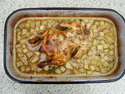 Hähnchen mit Kohlrabi in Apfelwein