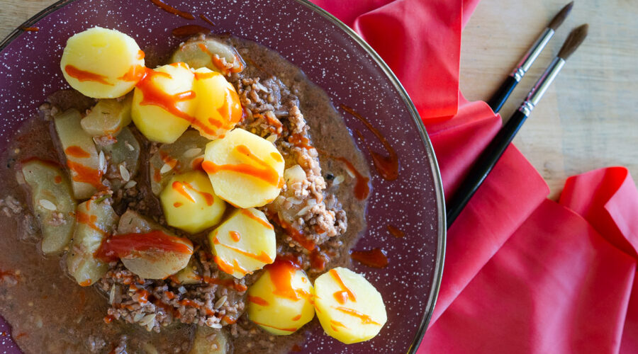 Schmorgurke mit Hackfleisch und Hagebuttenmark Schmorgurke mit Hackfleisch und Hagebuttenmark